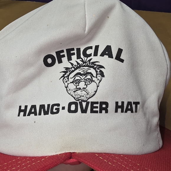 VTG Double Bill Snap Back Trucker Hat Official Hang-Over Hat in Red and White - Picture 9 of 9